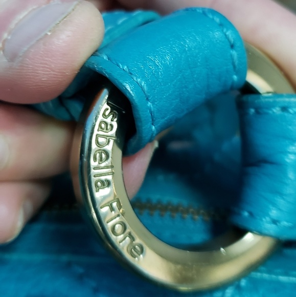 Designer Isabella Fiore blue teal leather handbag - Picture 5 of 7